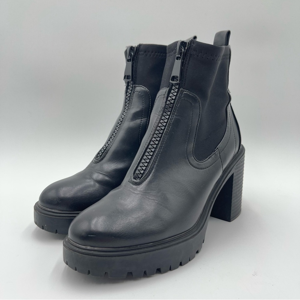MADDEN GIRL Truffle Lug Chelsea Black Ankle Boots Women’s Sz 7 Chunky Y2K - Picture 2 of 14